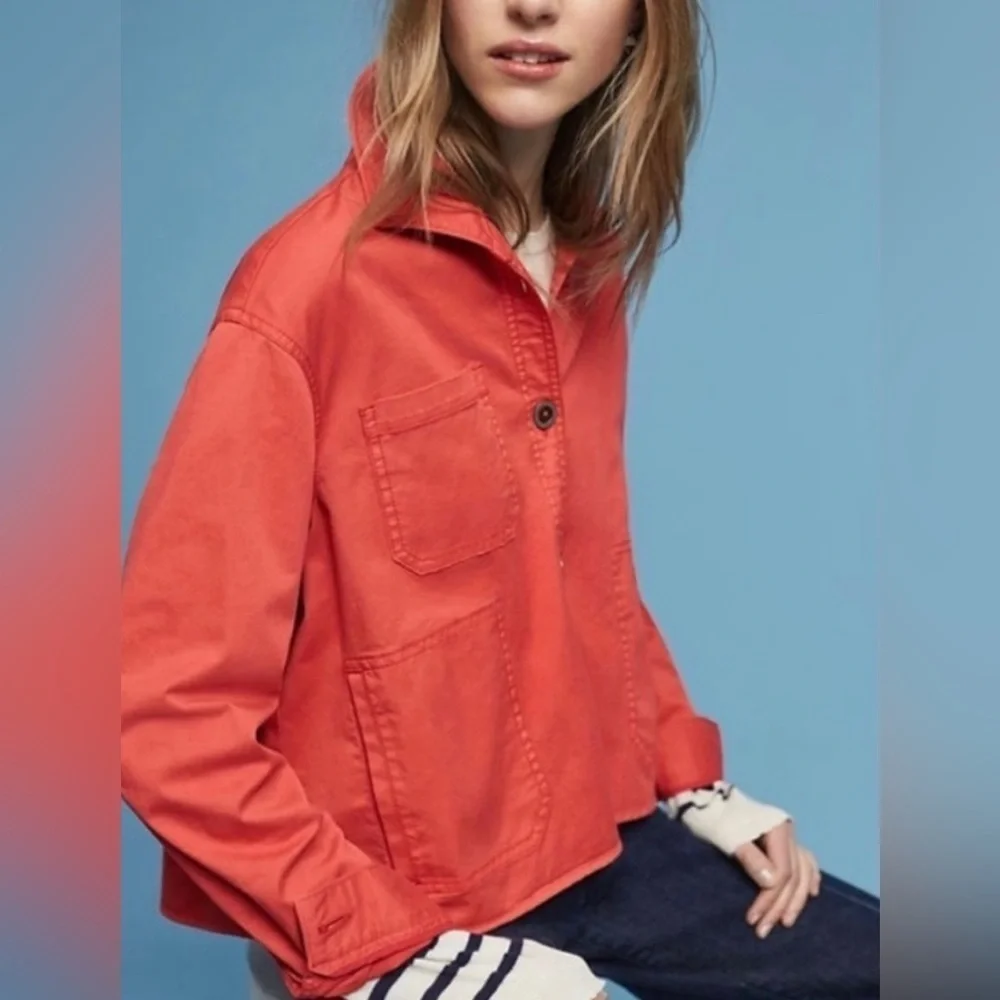Anthropologie Orange Utility Jacket